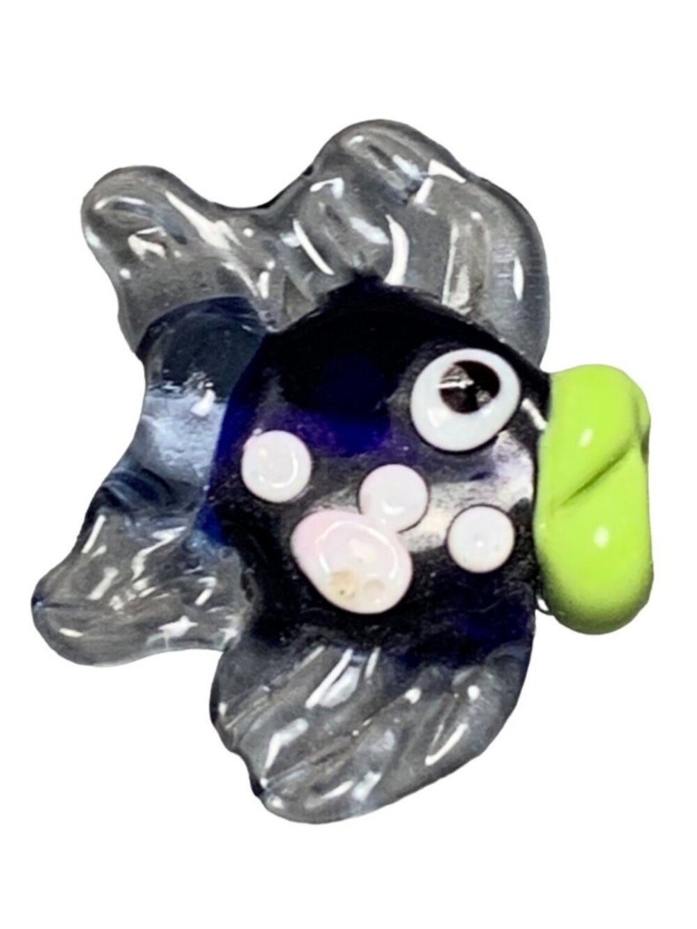Handcrafted Lampwork Glass Fish Bead Quirky Blue & Green Design